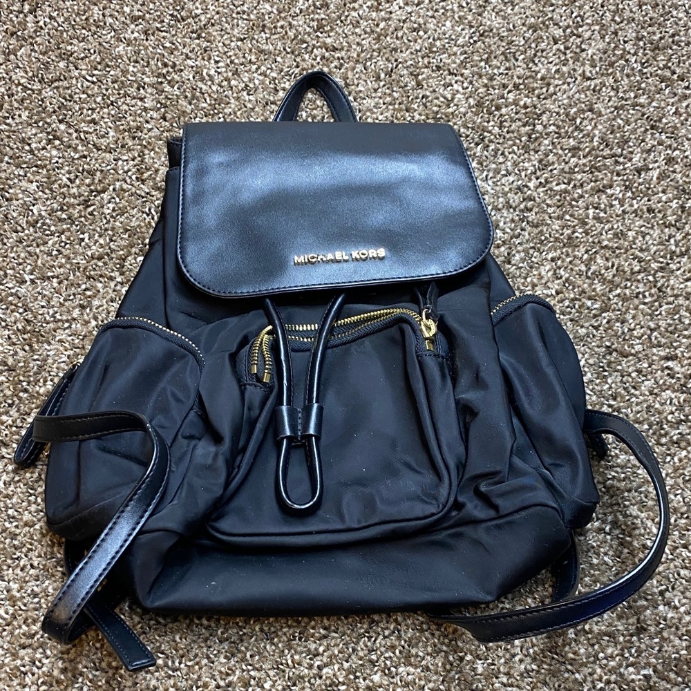 Michael Kors Black and Gold Backpack